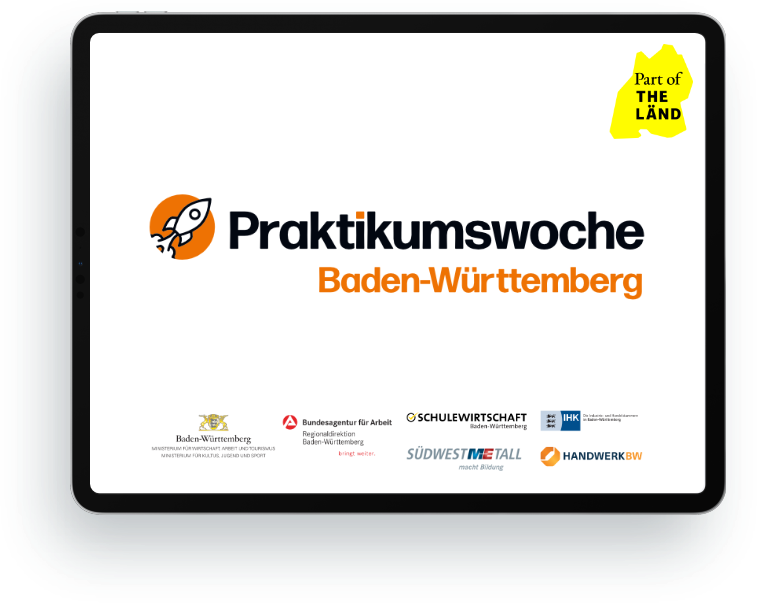 iPad mit Praktikumswoche Logo